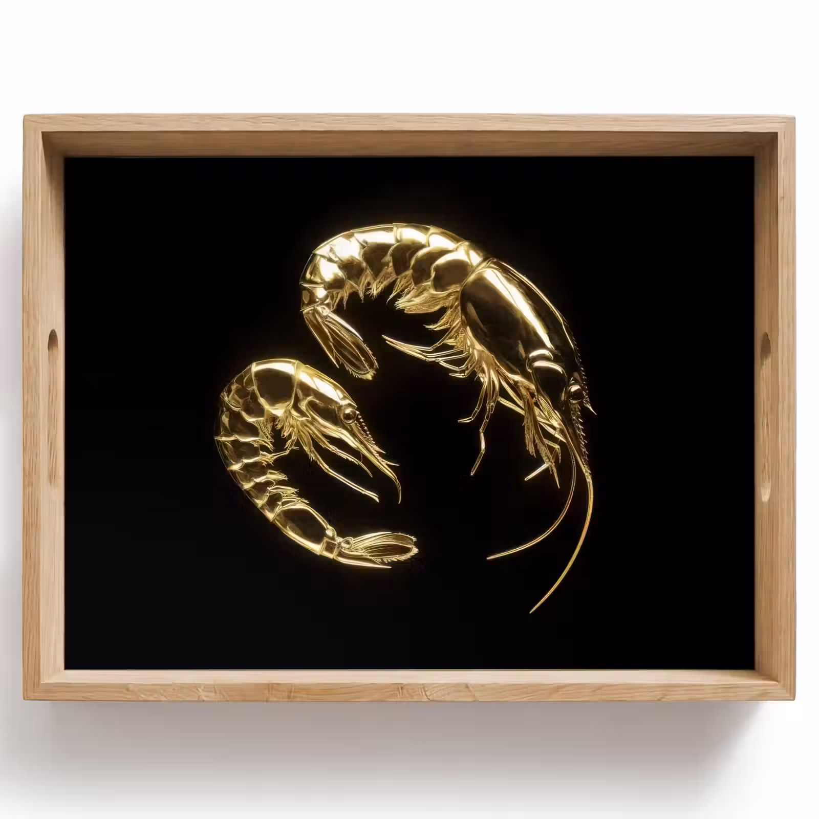 Vassoio - Gamberi - Nero - Oro - Animali — 1