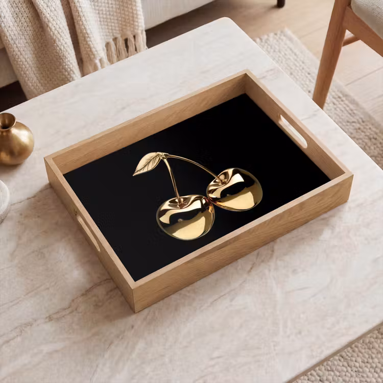 Vassoio - Ciliegio - Nero - Oro - Cromo — 2