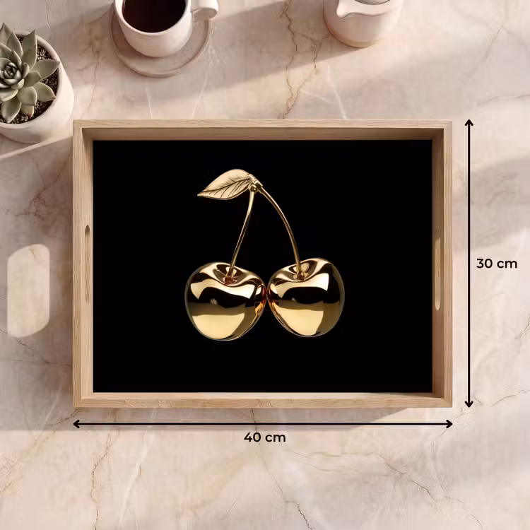 Vassoio - Ciliegio - Nero - Oro - Cromo — 7