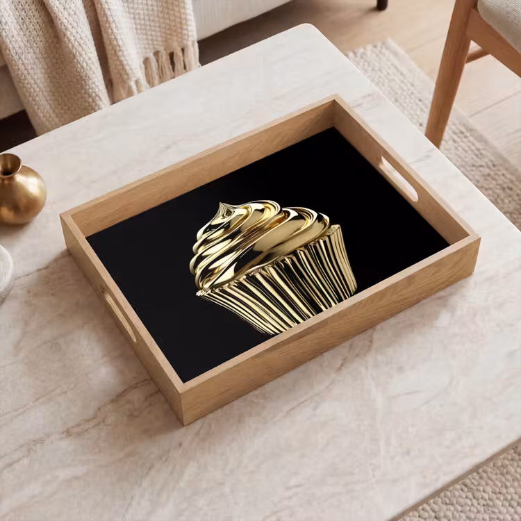 Vassoio - Cupcake - Cibo - Oro - Nero — 2