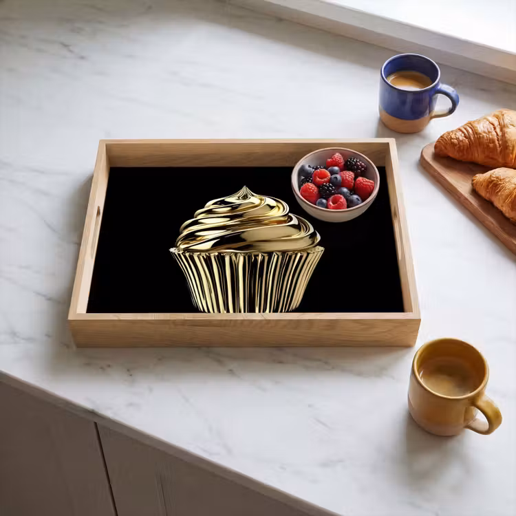 Vassoio - Cupcake - Cibo - Oro - Nero — 3