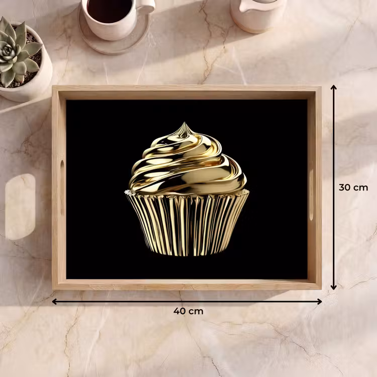 Vassoio - Cupcake - Cibo - Oro - Nero — 7