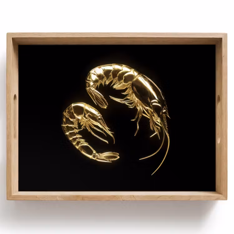 Vassoio - Gamberi - Nero - Oro - Animali — 1