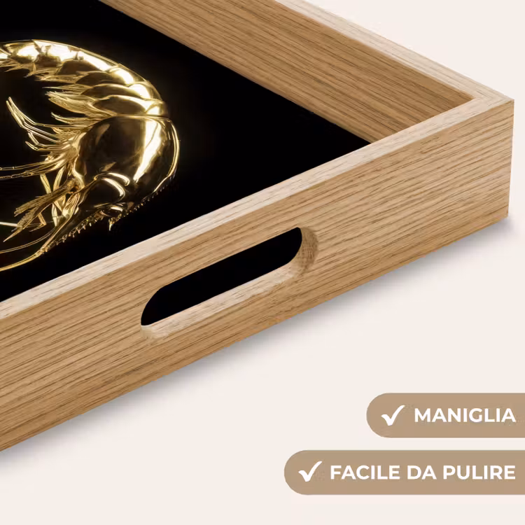 Vassoio - Gamberi - Nero - Oro - Animali — 8