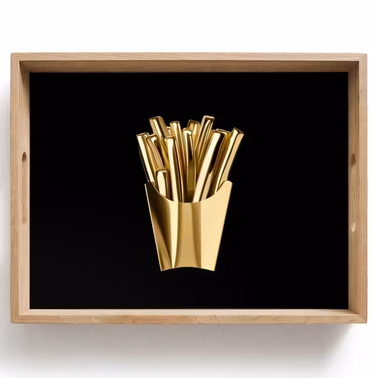 Vassoio - Patatine fritte - Oro - Cromo - Cibo — 1