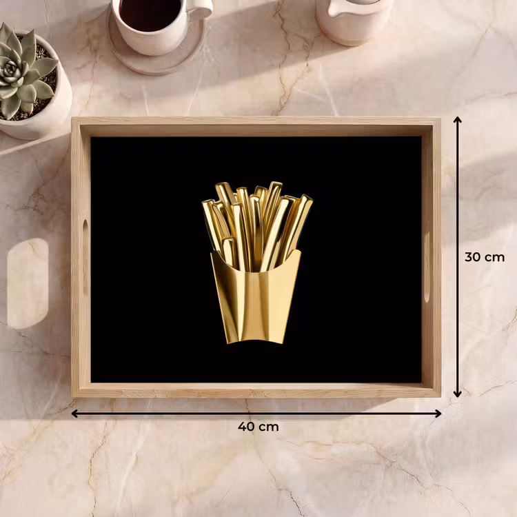 Vassoio - Patatine fritte - Oro - Cromo - Cibo — 7