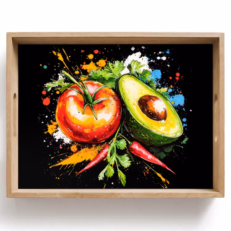Vassoio - Pomodoro - Avocado - Pepe - Graffiti - Vernice - Moderno — 1
