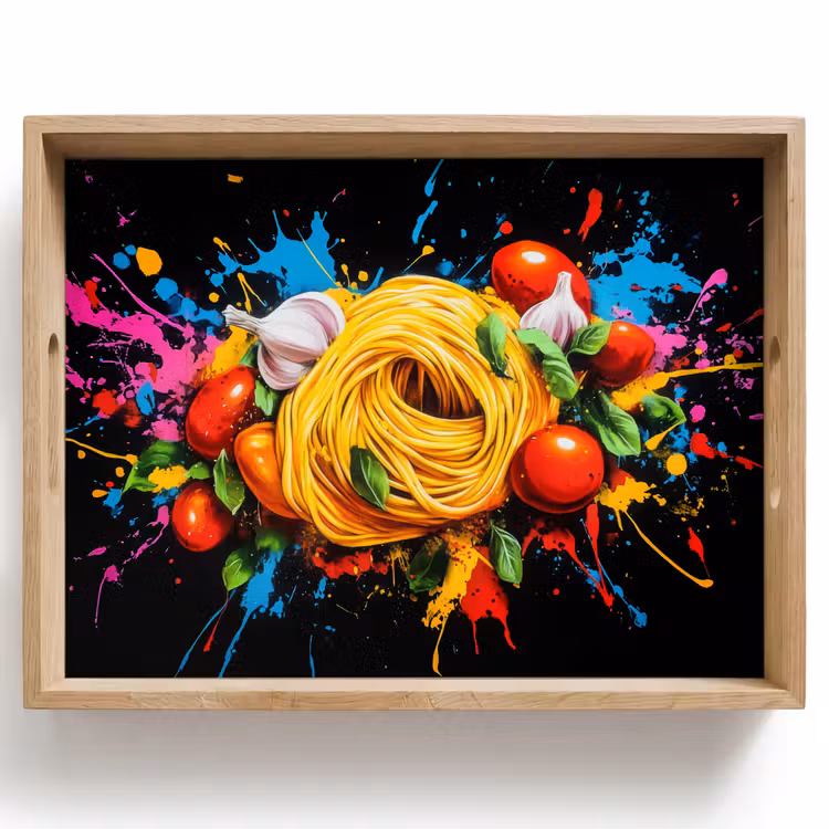Vassoio - Spaghetti - Graffiti - Vernice - Colorato - Cibo - Moderno — 1