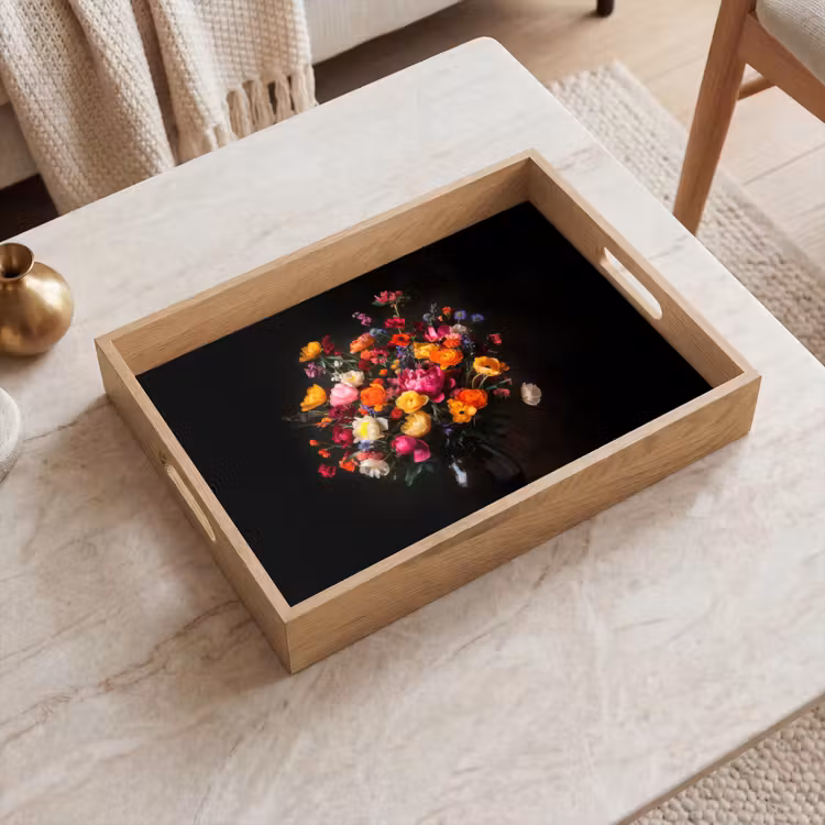 Vassoio - Colorato - Bouquet - Vaso - Marrone scuro — 2