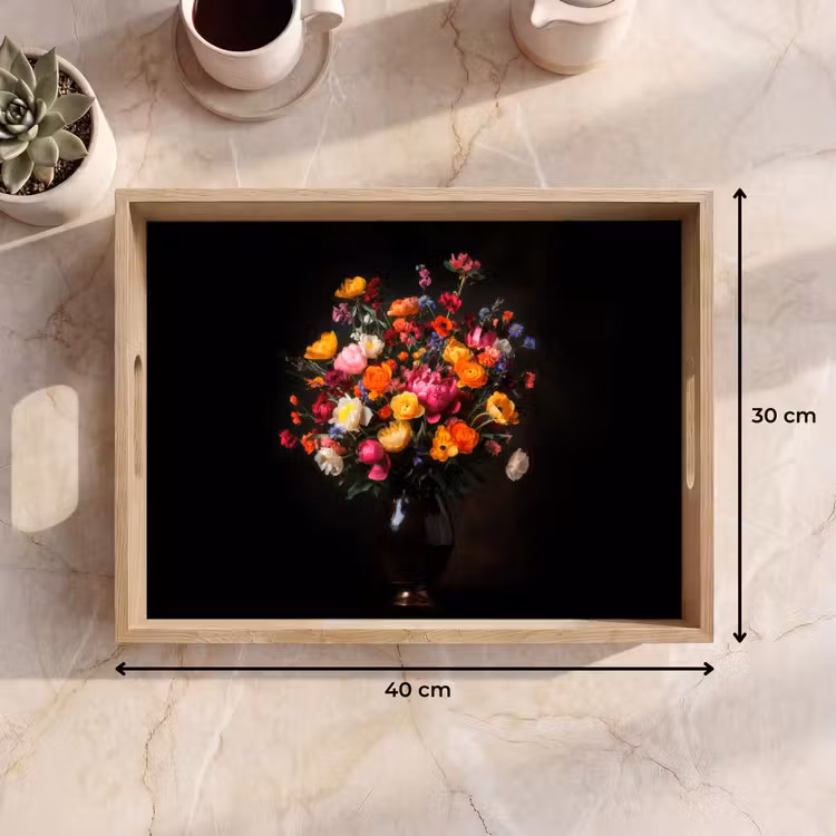 Vassoio - Colorato - Bouquet - Vaso - Marrone scuro — 7