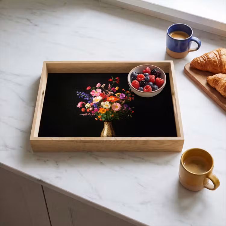 Vassoio - Colorato - Bouquet - Vaso - Oro — 3