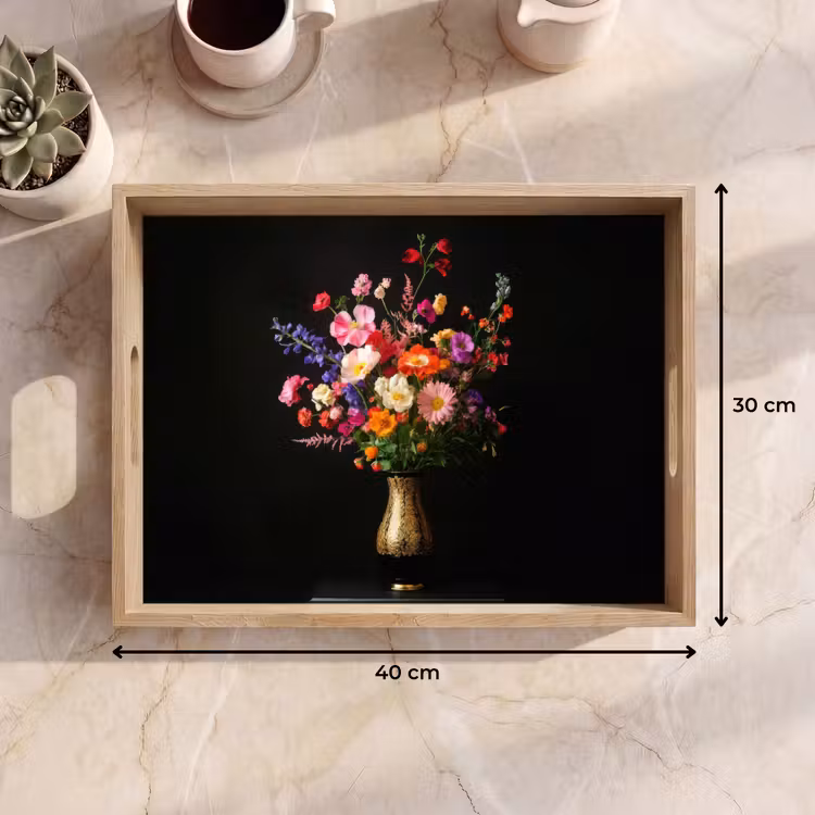 Vassoio - Colorato - Bouquet - Vaso - Oro — 7