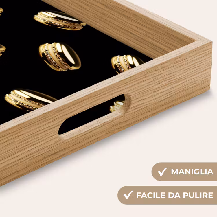 Vassoio - Macaron - Motivo - Oro - Nero — 8