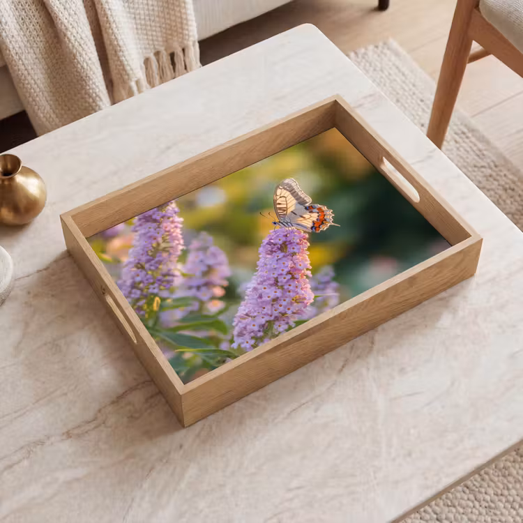Vassoio - Ornato - Farfalla - Viola - Fiori — 2