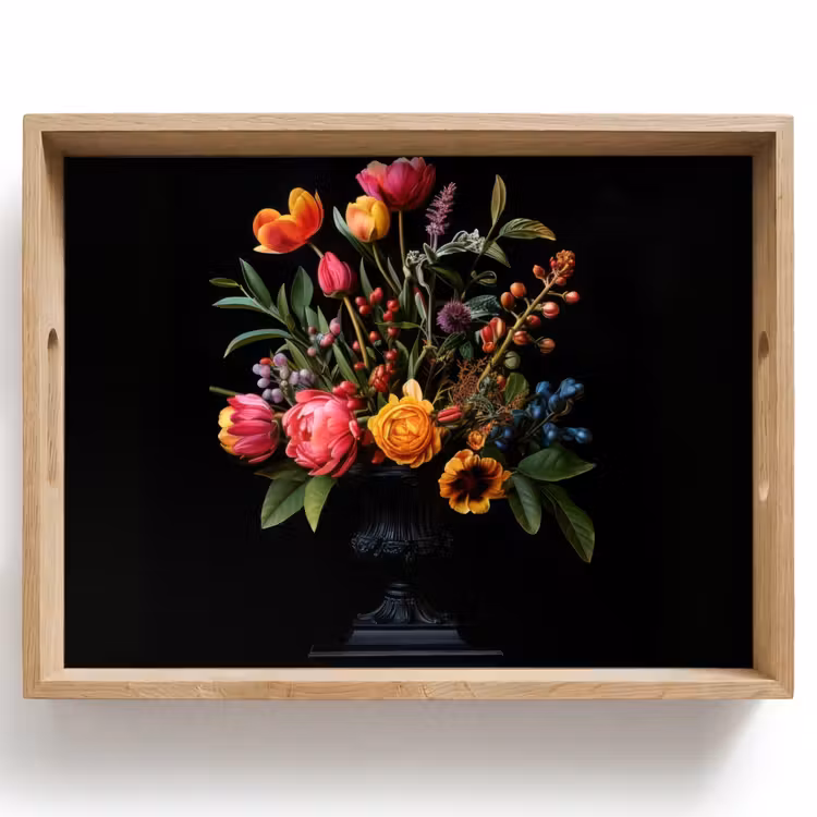 Vassoio - Tulipani - Bacche - Bouquet - Vaso — 1