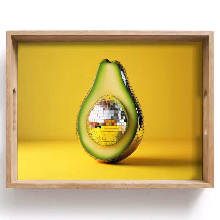 Vassoio - Avocado - Discoball - Giallo - Brillantini — 1