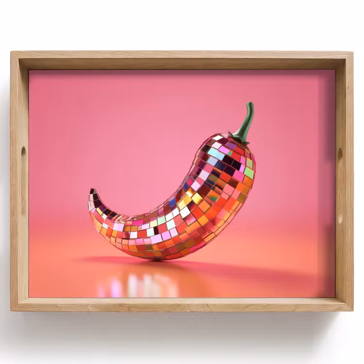 Vassoio - Pepe - Disco - Rosso - Glitter — 1