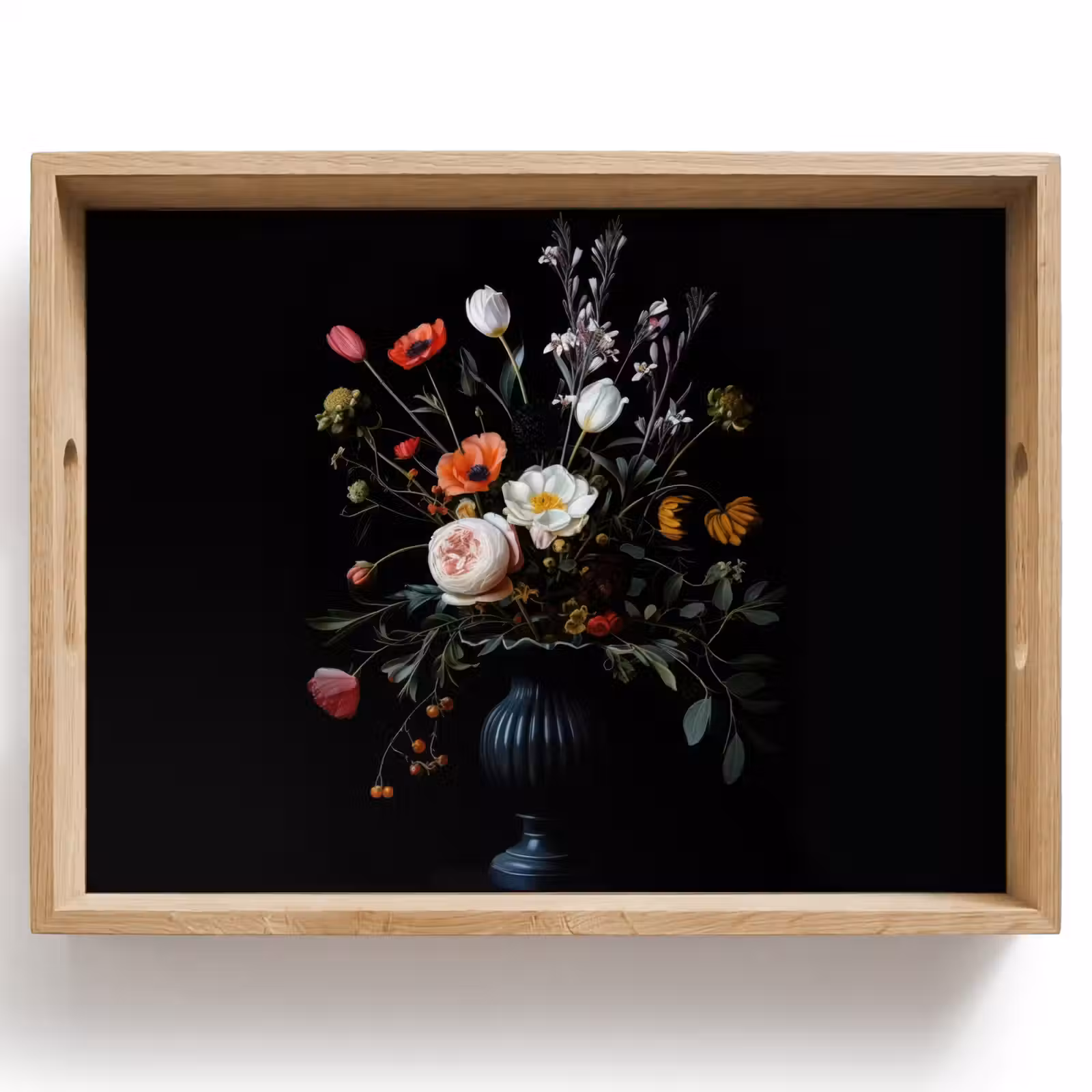 Vassoio - Composizione floreale - Vaso - Nero — 1