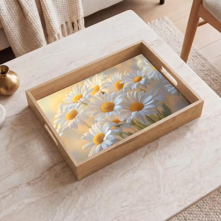 Vassoio - Margherite - Bianco - Luce solare — 2