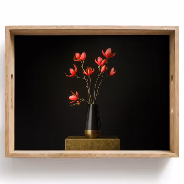 Vassoio - Rosso - Fiori - Vaso — 1