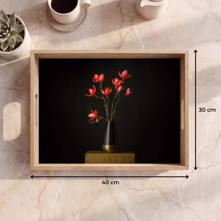 Vassoio - Rosso - Fiori - Vaso — 7