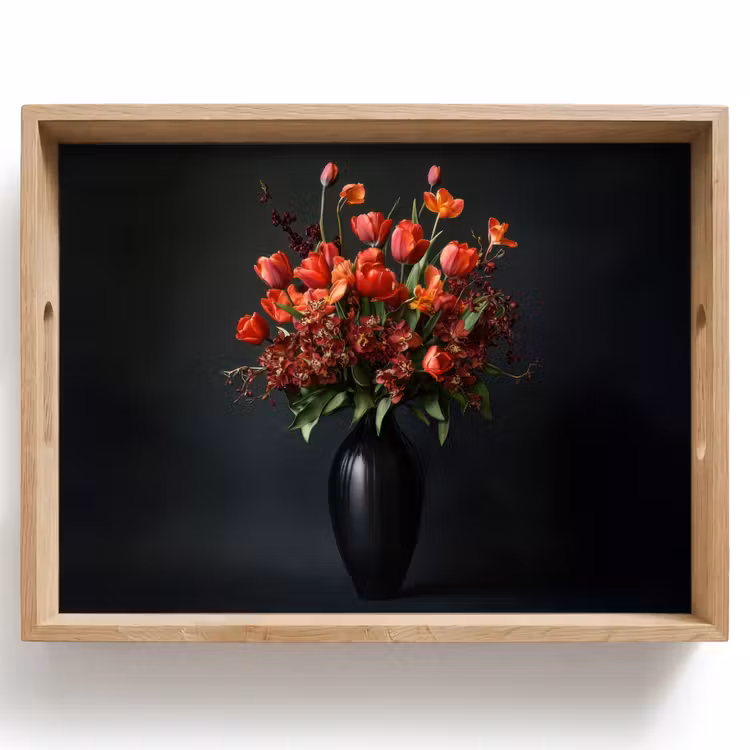 Vassoio - Bouquet - Tulipani - Vaso - Rosso — 1
