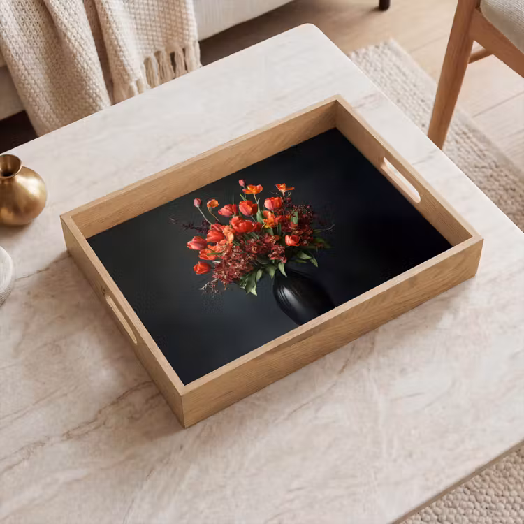 Vassoio - Bouquet - Tulipani - Vaso - Rosso — 2