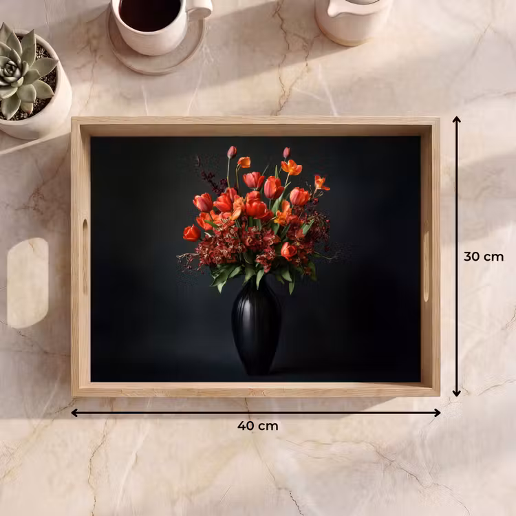 Vassoio - Bouquet - Tulipani - Vaso - Rosso — 7