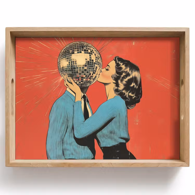Vassoio - Donna - Retrò - Palla da discoteca - Bacio — 1