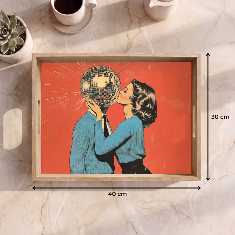 Vassoio - Donna - Retrò - Palla da discoteca - Bacio — 7