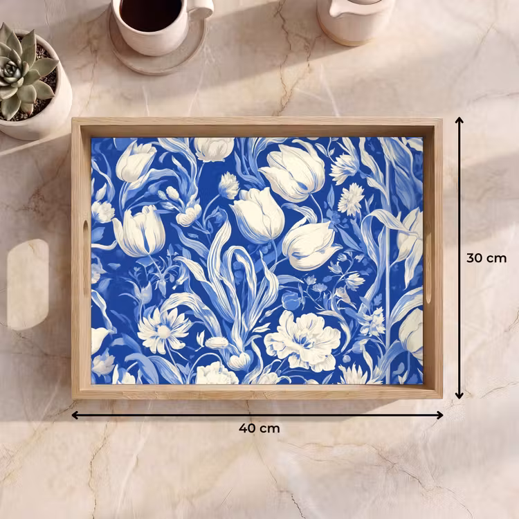 Vassoio - Fiori - Blu Delft - Motivo - Tulipano — 7