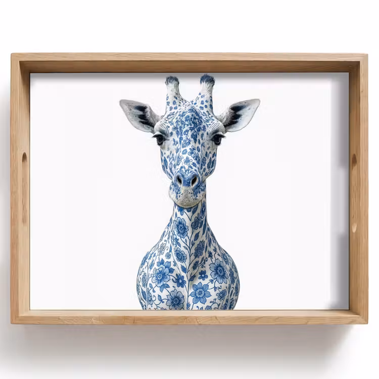 Vassoio - Giraffa - Blu Delft - Animali - Minimalista — 1