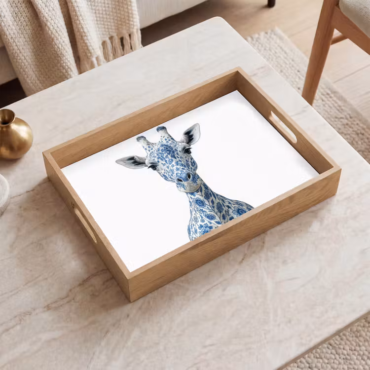 Vassoio - Giraffa - Blu Delft - Animali - Minimalista — 2