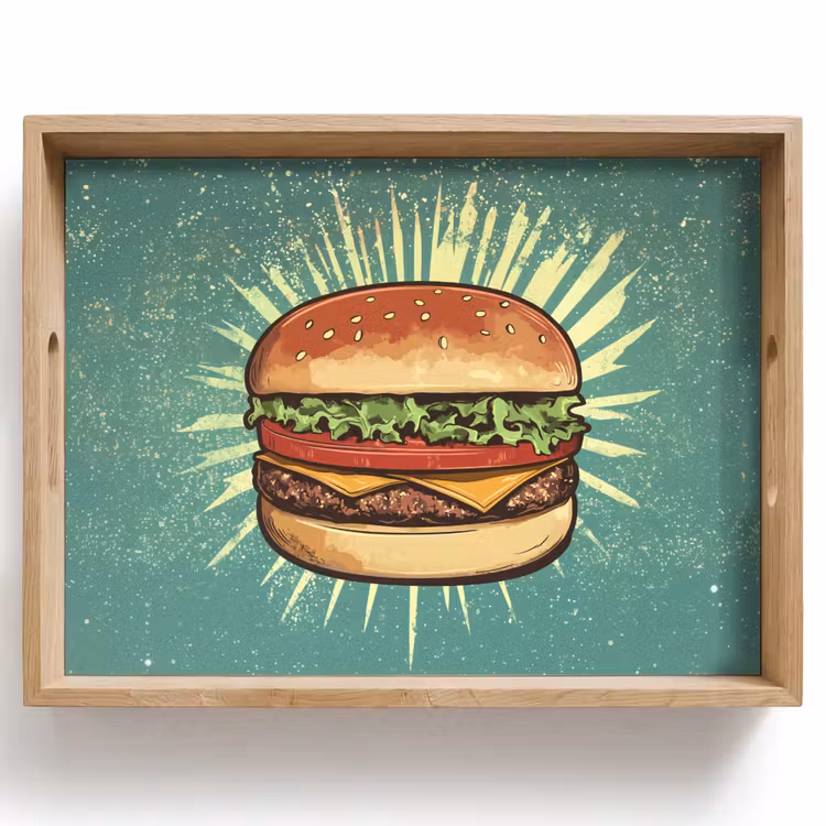 Vassoio - Hamburger - Illustrazione - Lattuga - Formaggio — 1