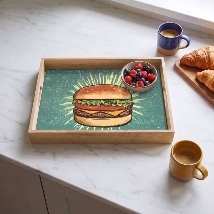 Vassoio - Hamburger - Illustrazione - Lattuga - Formaggio — 3