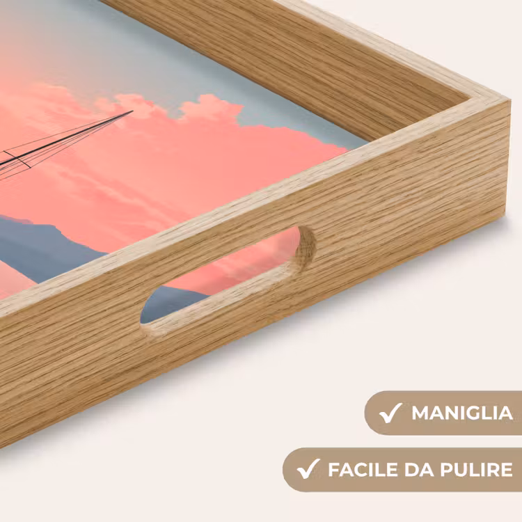 Vassoio - Barca a vela - Mare rosa - Tramonto - Montagne — 8