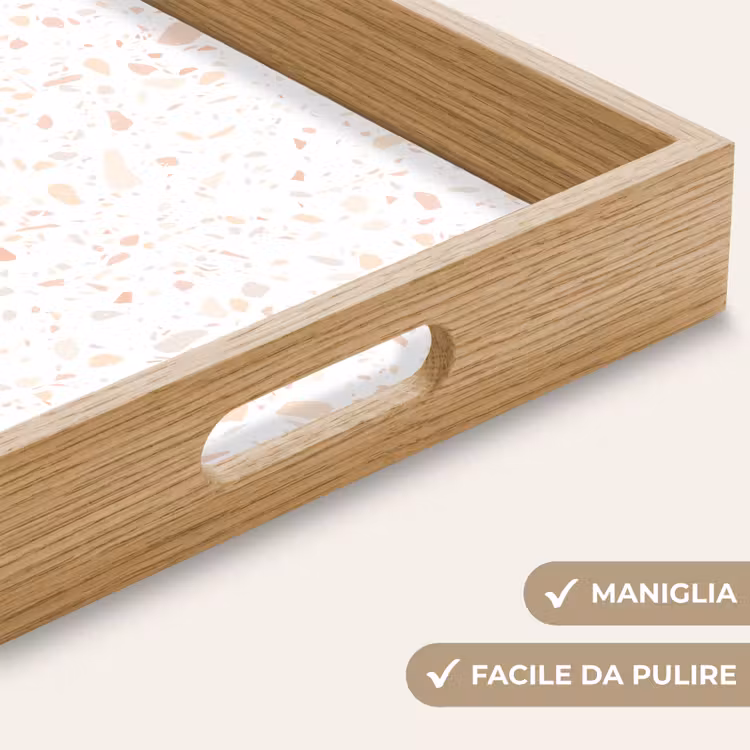 Vassoio - Terrazzo - Motivo - Bianco - Pesca — 8