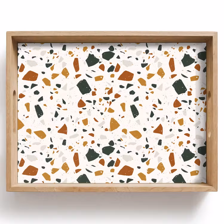 Vassoio - Terrazzo - Motivo - Bianco - Terra — 1
