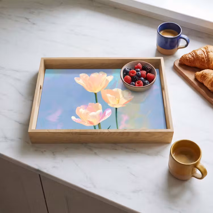 Vassoio - Tulipani - Accenti rosa - Blu — 3