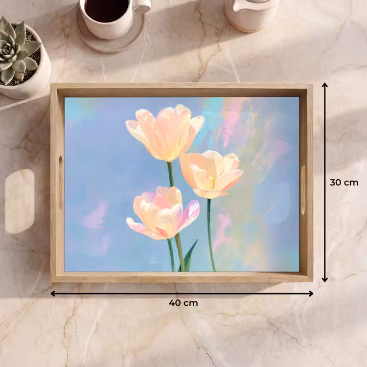 Vassoio - Tulipani - Accenti rosa - Blu — 7