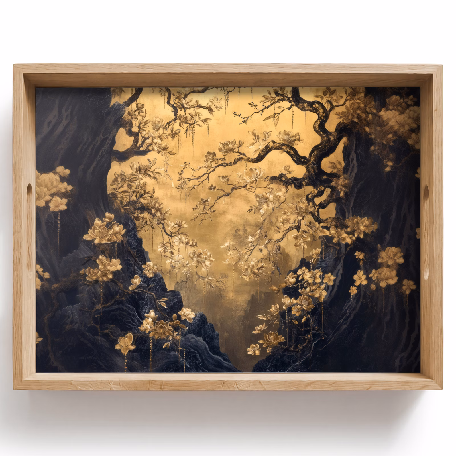 Vassoio - Fiori - Rami - Oro - Decorativo — 1