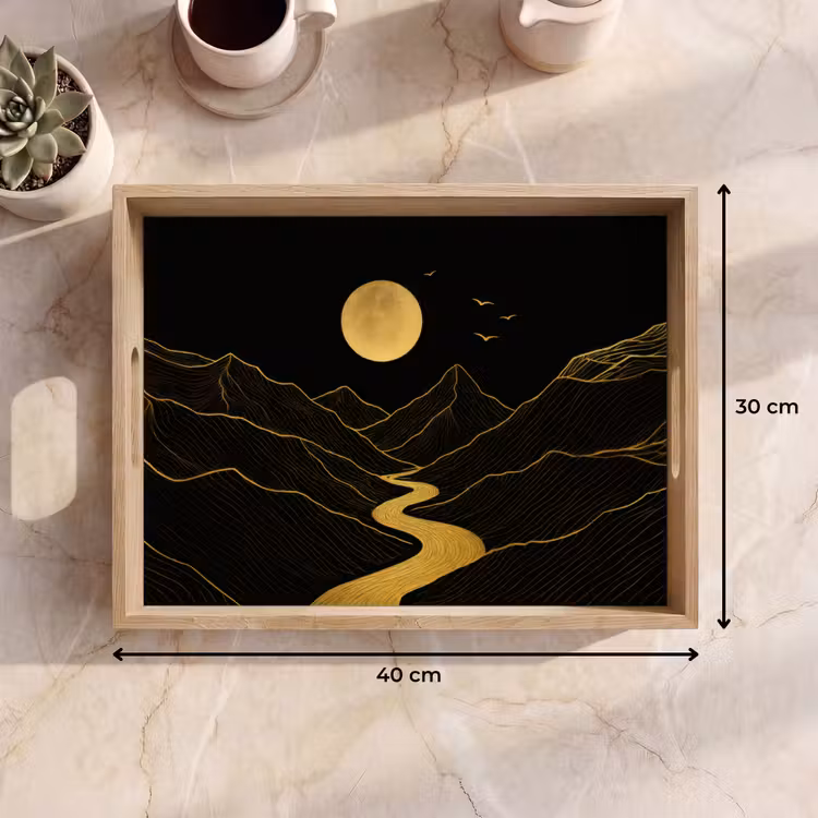 Vassoio - Fiume - Oro - Luna - Uccelli — 7