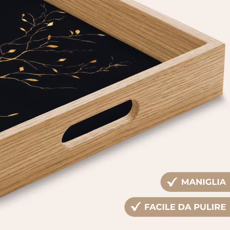 Vassoio - Rami - Foglie - Nero — 8
