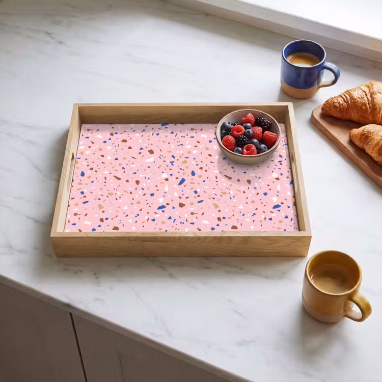 Vassoio - Terrazzo - Motivo - Colorato - Rosa — 3