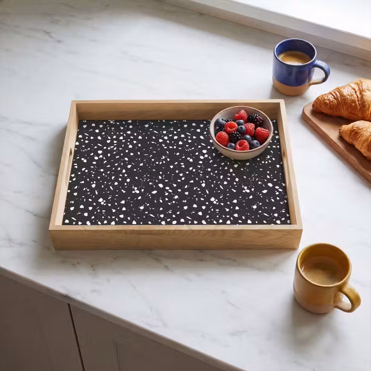 Vassoio - Terrazzo - Motivo - Nero - Bianco — 3