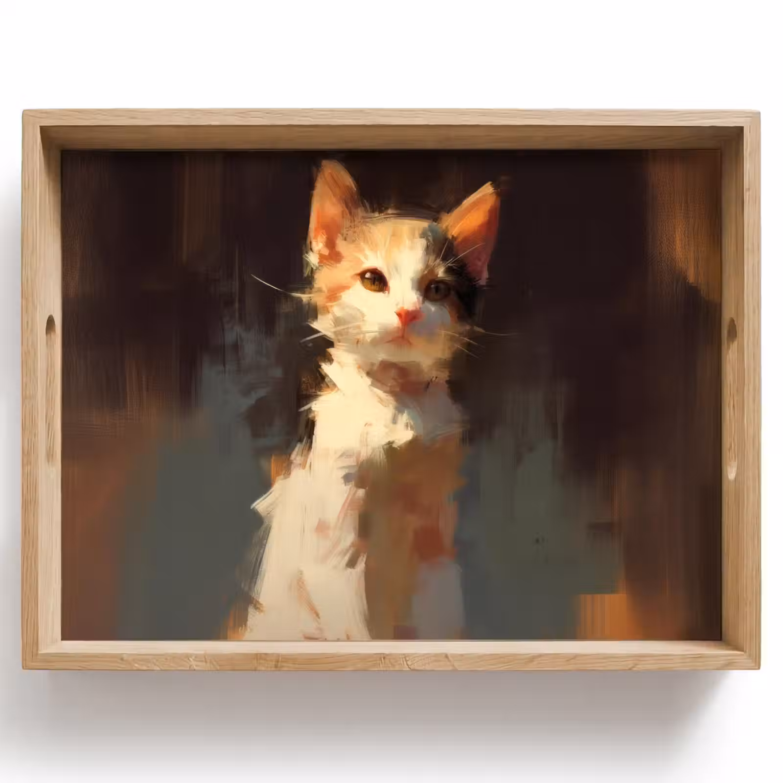 Vassoio - Gatto - Dipinto - Artistico - Bianco — 1