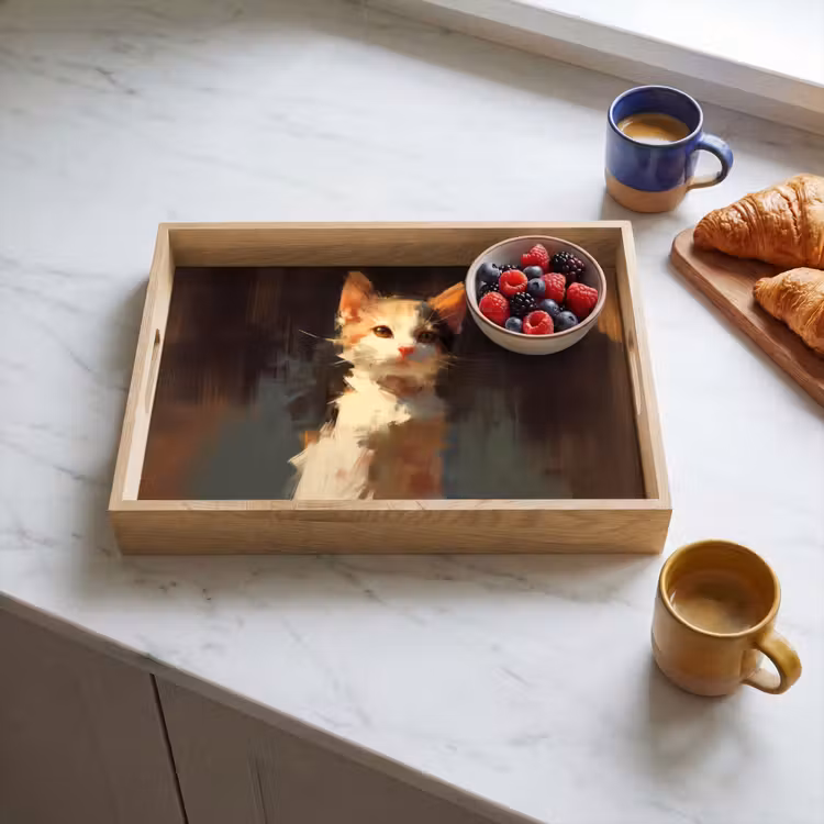 Vassoio - Gatto - Dipinto - Artistico - Bianco — 3