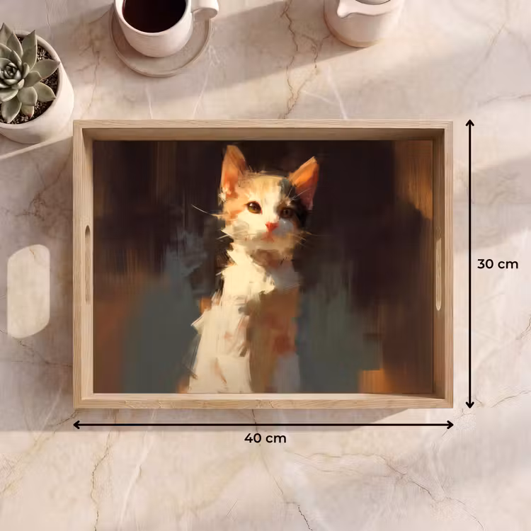 Vassoio - Gatto - Dipinto - Artistico - Bianco — 7