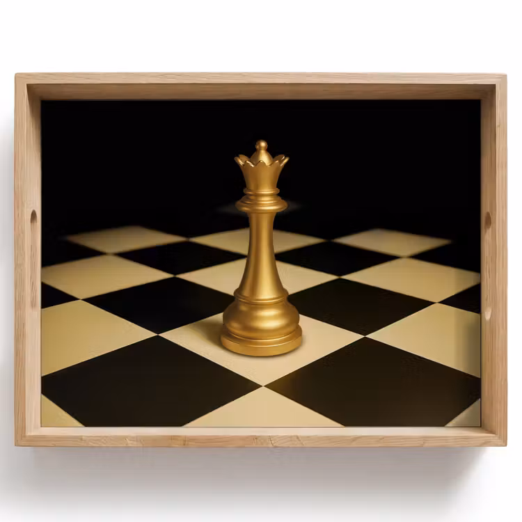 Vassoio - Regina - Pezzo degli scacchi - Bloccato - Oro — 1