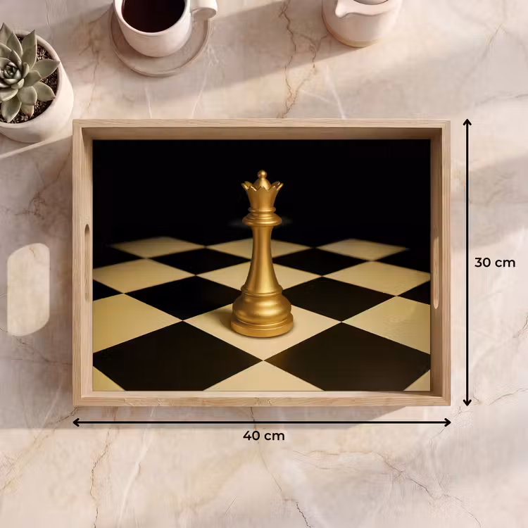 Vassoio - Regina - Pezzo degli scacchi - Bloccato - Oro — 7